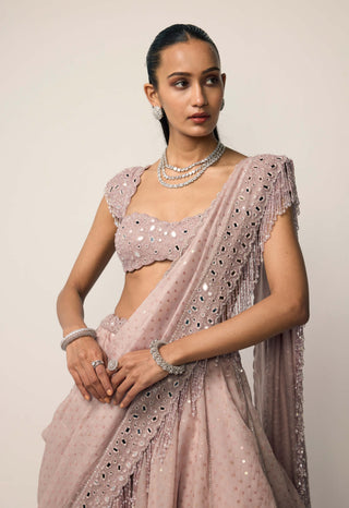 Ash pink sequins embroidered lehenga set
