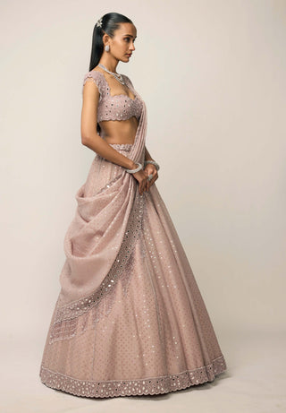 Ash pink sequins embroidered lehenga set