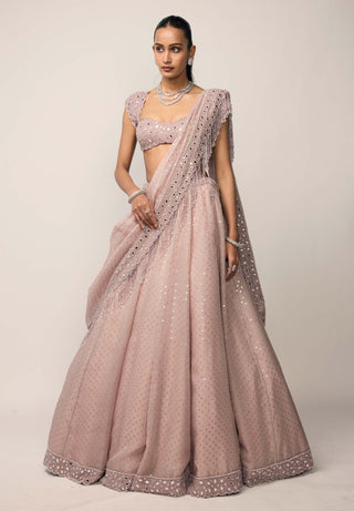Ash pink sequins embroidered lehenga set