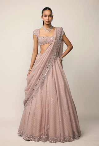Ash pink sequins embroidered lehenga set