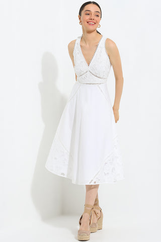 Ase white empire midi dress