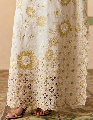 Ivory and gold long kaftan