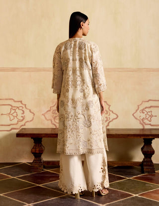 Ivory and silver embroidered jacket and tunic