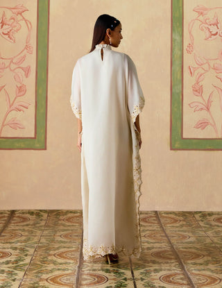 Ivory and gold long kaftan