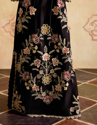 Black contrast embroidered dress kurta set