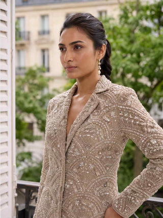 Quinn taupe jacket and sharara set