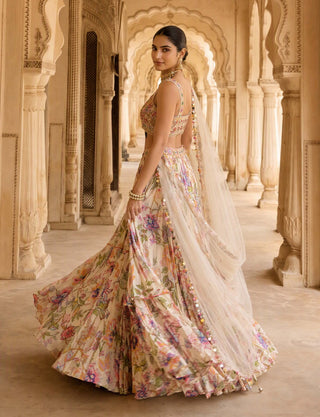 Rang-e-sahi cream chintz lehenga set