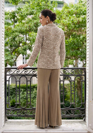 Quinn taupe jacket and sharara set