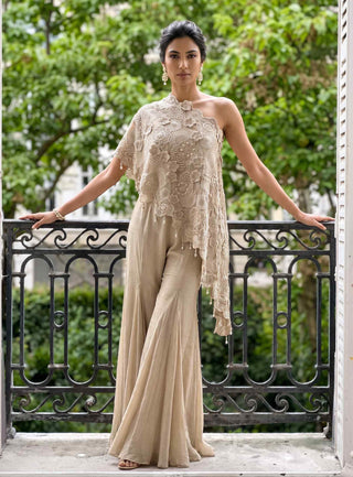 Solane grey cape top and sharara set