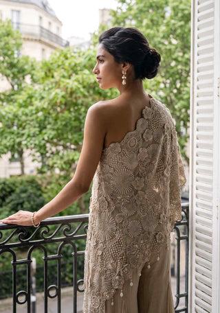 Solane grey cape top and sharara set