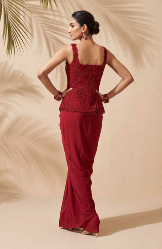 Coraline red peplum and dhoti