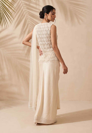 Wisteria ivory top, dhoti and dupatta set