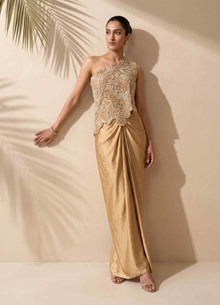 Xanthe gold cape top and dhoti set