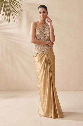 Xanthe gold cape top and dhoti set