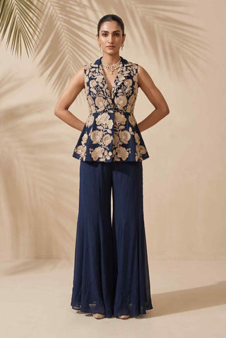 Marisa navy blue peplum and sharara