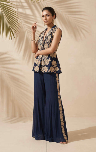 Marisa navy blue peplum and sharara