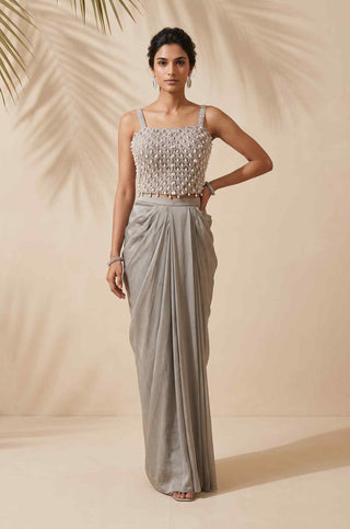 Beatrix grey corset and dhoti set