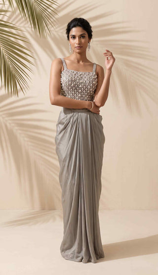 Beatrix grey corset and dhoti set