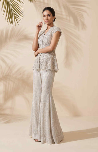 Sylvie ivory peplum and sharara set