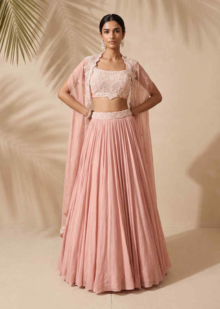 Adalyn pearl pink cape and lehenga set