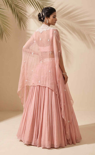 Adalyn pearl pink cape and lehenga set