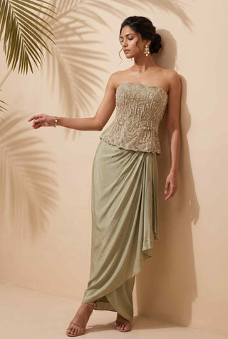Laurel green corset and pre-stitched skirt