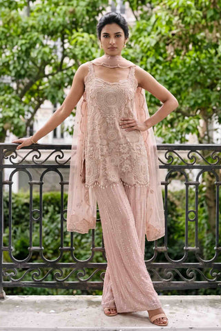Rosalind peach kurta and sharara set
