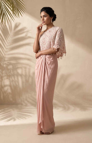 Rosalie pink cape and draped skirt set