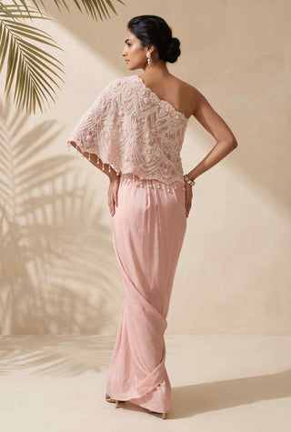 Rosalie pink cape and draped skirt set