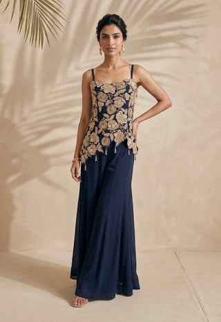 Blaise blue asymmetric top with sharara