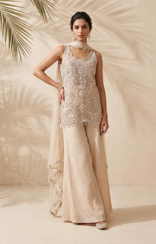 Platina cream kurta and palazzo set