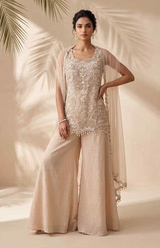 Platina cream kurta and palazzo set