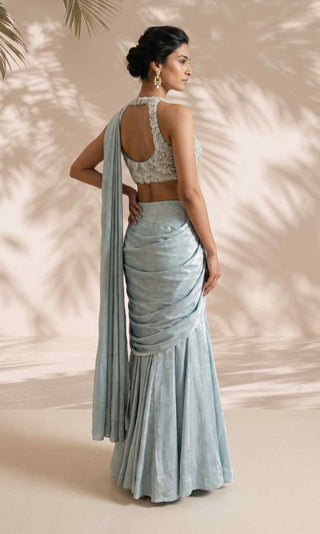Verena green pre-stitched sari with blouse