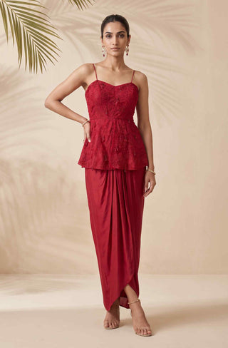 Valentina red peplum and dhoti