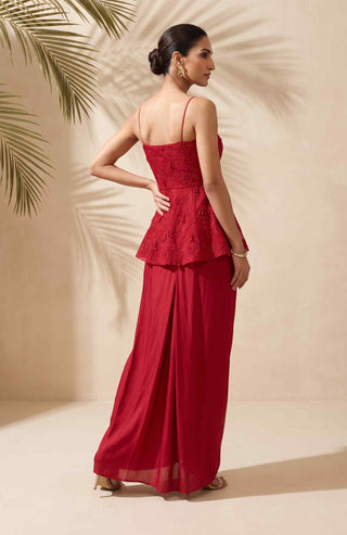 Valentina red peplum and dhoti