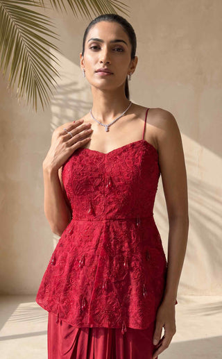 Valentina red peplum and dhoti