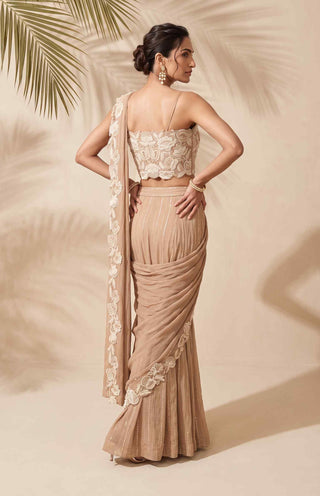 Delphine gold sharara sari with blouse