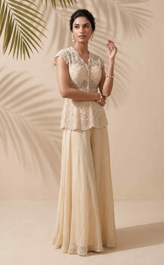 Amalie ivory peplum and palazzo set