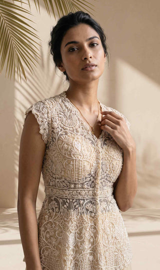 Amalie ivory peplum and palazzo set