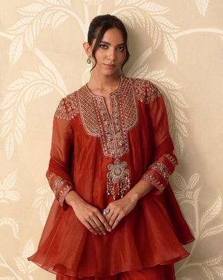 Rust orange surkh kurta salwar set