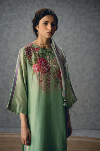 Blue shiro kurta with pants and scarf