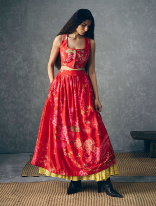 Earthy ember skirt with top