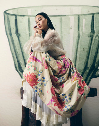 Ivory alora shirt with skirt and inner