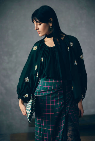 Blue ruri shirt with skirt