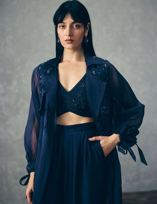 Navy blue nami jacket with top and pants