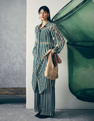 Green midori kurta with bustier and pants