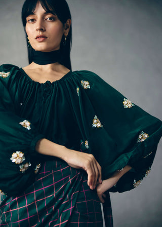 Blue ruri shirt with skirt