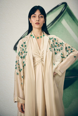 Ivory shinju jumpsuit with jacket