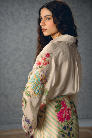 Ivory lya shirt with skirt