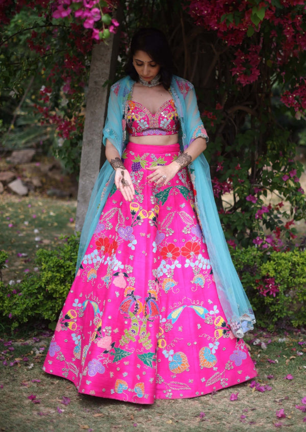 Aisha Rao-Hot Pink Embellished Lehenga Set-INDIASPOPUP.COM